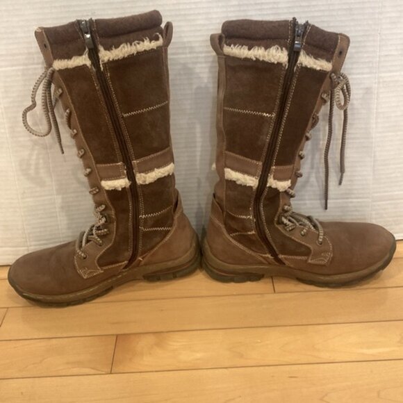 BANFF TRAIL Brown Suede like lace up side zipper water resistant - Picture 12 of 16